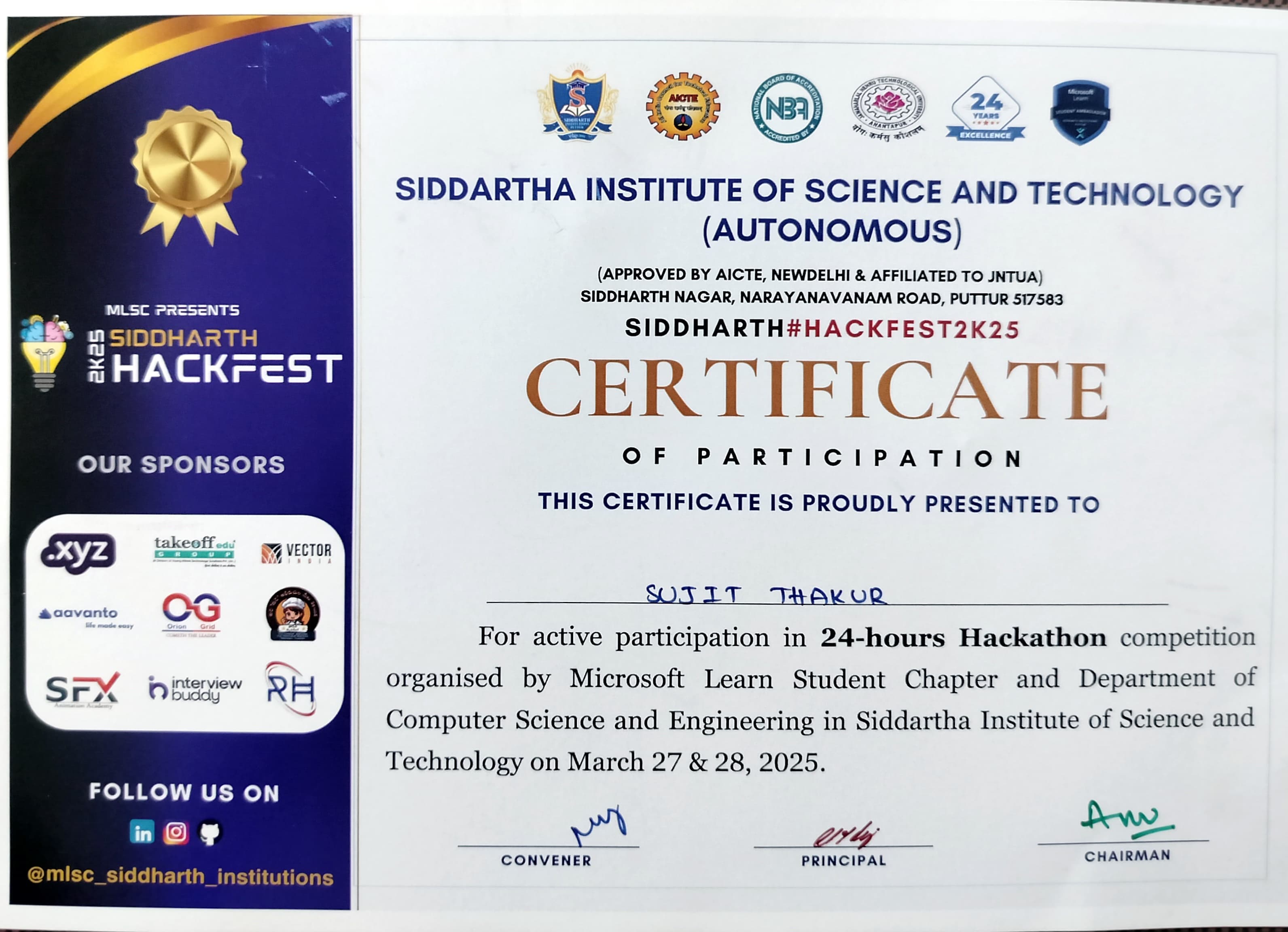 SIDDHARTH HACKFEST-2K25